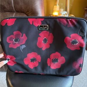 Kate Spade Black and Red Floral Laptop Case